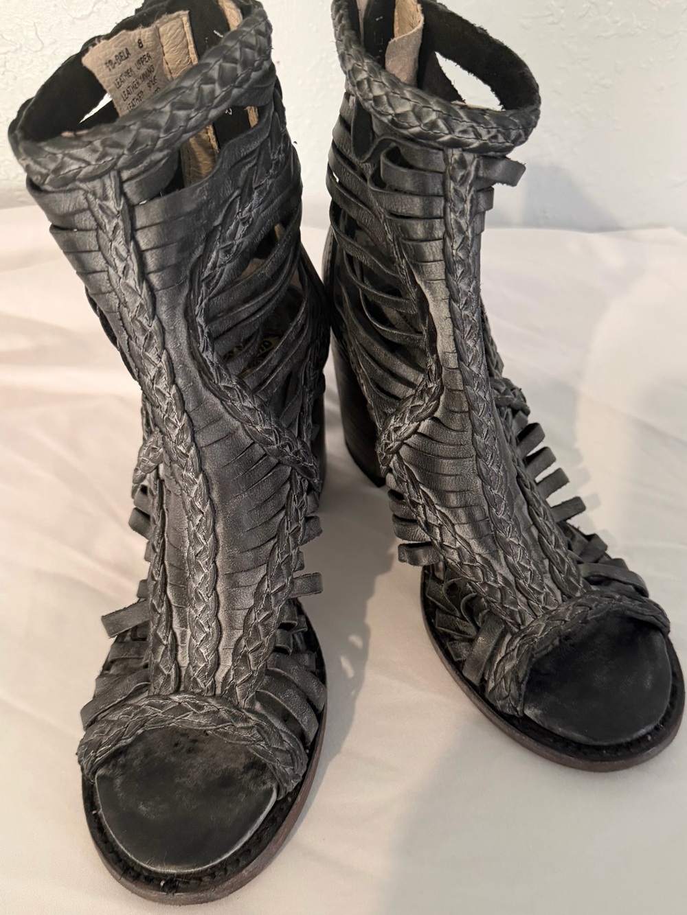 Freebird by Steven Black Braided Cutout Ankle Booties Bela Size 8 NWOT